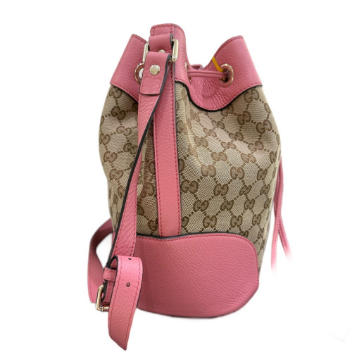 Gucci Bucket GG Supreme Monogram Calfskin Pink Brown Beige