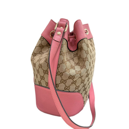 Gucci Bucket GG Supreme Monogram Calfskin Pink Brown Beige
