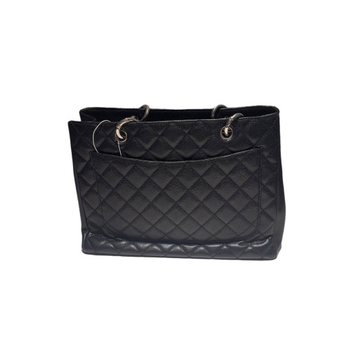 Chanel Quilted Grand Shopping Tote Gst Grained Calfskin Black