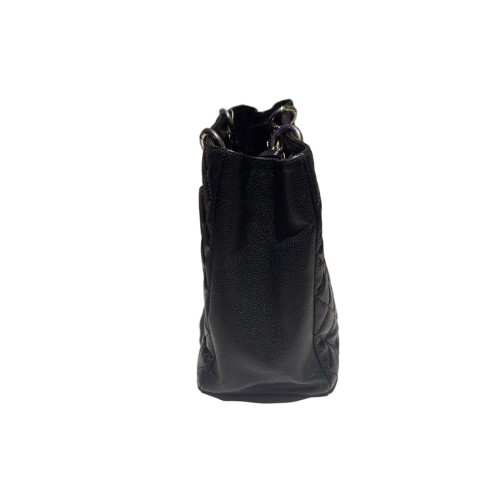 Chanel Quilted Grand Shopping Tote Gst Grained Calfskin Black