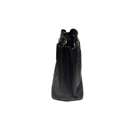 Chanel Quilted Grand Shopping Tote Gst Grained Calfskin Black