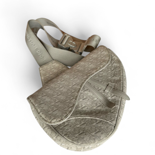 Dior Mans Saddle Bag Canvas Beige Grey