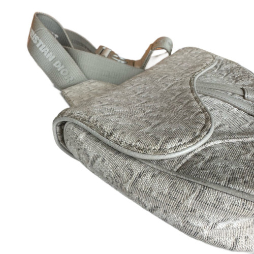 Dior Mans Saddle Bag Canvas Beige Grey