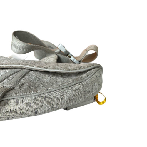 Dior Mans Saddle Bag Canvas Beige Grey