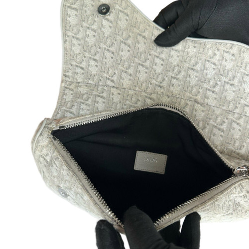 Dior Mans Saddle Bag Canvas Beige Grey