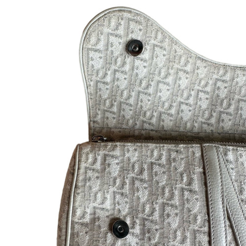 Dior Mans Saddle Bag Canvas Beige Grey