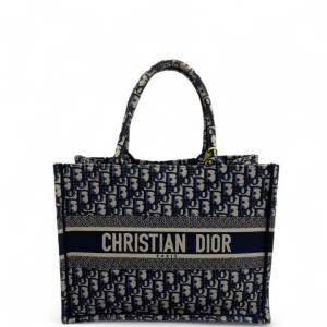 Dior Medium Book Tote Canvas Beige Navy