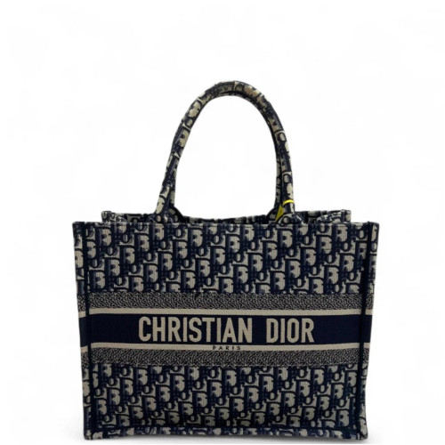 Dior Medium Book Tote Canvas Beige Navy