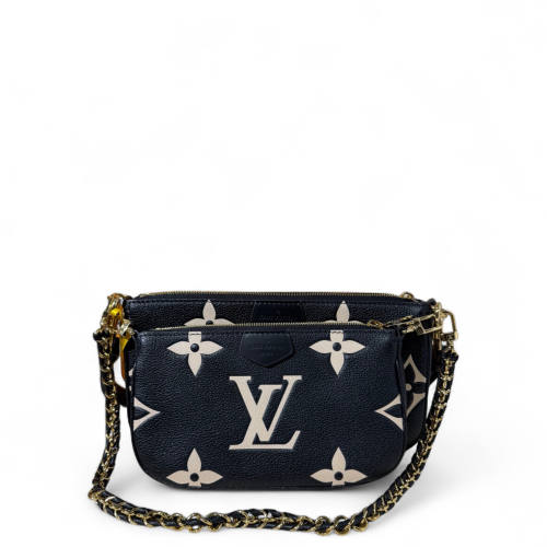 Louis Vuitton Multi Pochette Accessories Monogram Empreinte Giant Black Beige