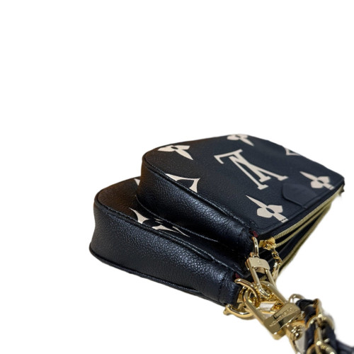 Louis Vuitton Multi Pochette Accessories Monogram Empreinte Giant Black Beige
