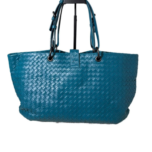 Bottega Veneta Tote Bag Calfskin Intrecciato Blue