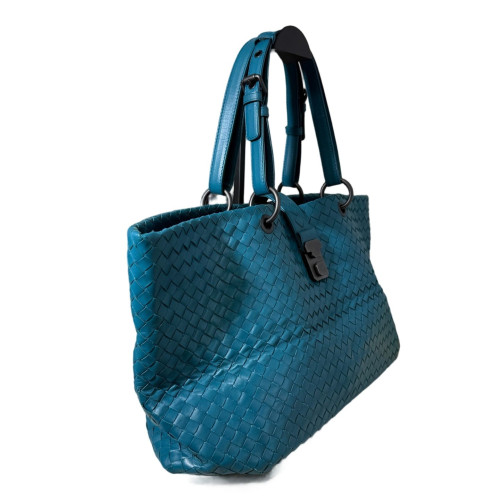 Bottega Veneta Tote Bag Calfskin Intrecciato Blue