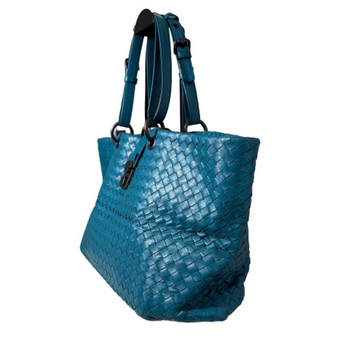 Bottega Veneta Tote Bag Calfskin Intrecciato Blue