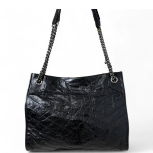 Yves Saint Laurent Tote Bag Pull Up Leather Black