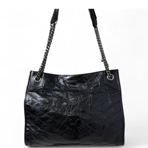 Yves Saint Laurent Tote Bag Pull Up Leather Black