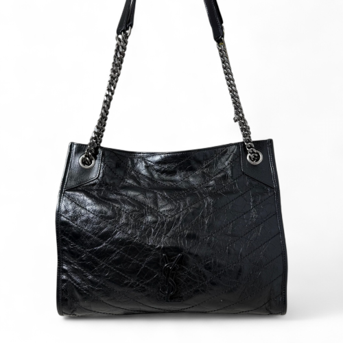 Yves Saint Laurent Tote Bag Pull Up Leather Black