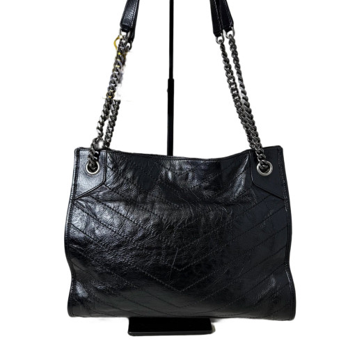 Yves Saint Laurent Tote Bag Pull Up Leather Black