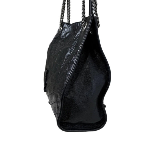 Yves Saint Laurent Tote Bag Pull Up Leather Black