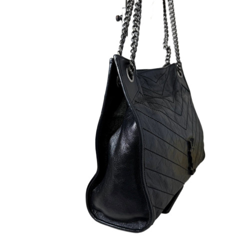 Yves Saint Laurent Tote Bag Pull Up Leather Black