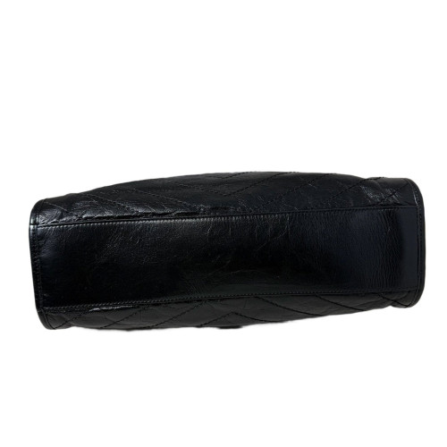 Yves Saint Laurent Tote Bag Pull Up Leather Black