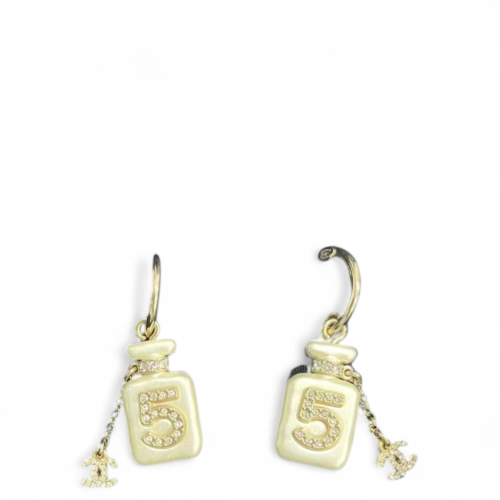 Chanel Earrings Gold Plated White Chanel Earrings Gold Plated White