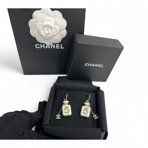 Chanel Earrings Gold Plated White Chanel Earrings Gold Plated White