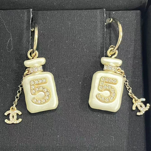 Chanel Earrings Gold Plated White Chanel Earrings Gold Plated White