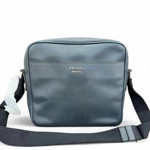 Prada Shoulder Bag Saffiano Calfskin Blue