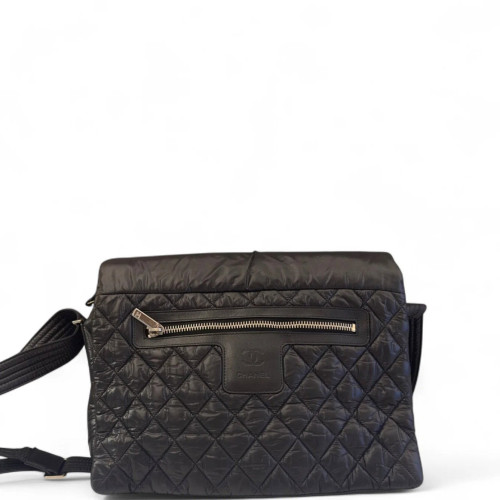 Chanel Quilted Messenger Nylon Black
