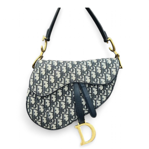 Dior Medium Saddle Bag Oblique Blue Beige Black Dior Medium Saddle Bag Oblique Blue Beige Black