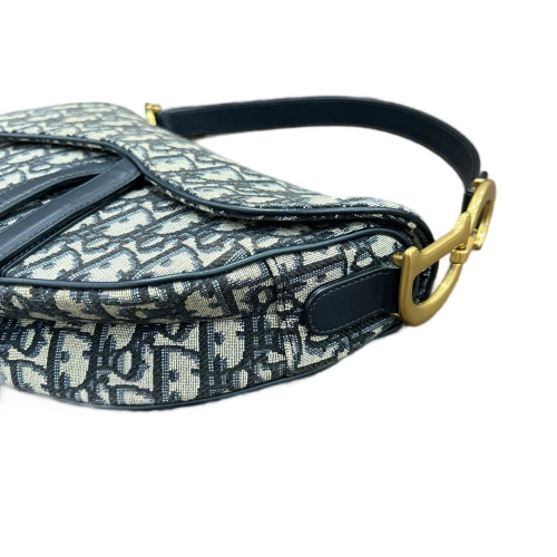 Dior Medium Saddle Bag Oblique Blue Beige Black Dior Medium Saddle Bag Oblique Blue Beige Black