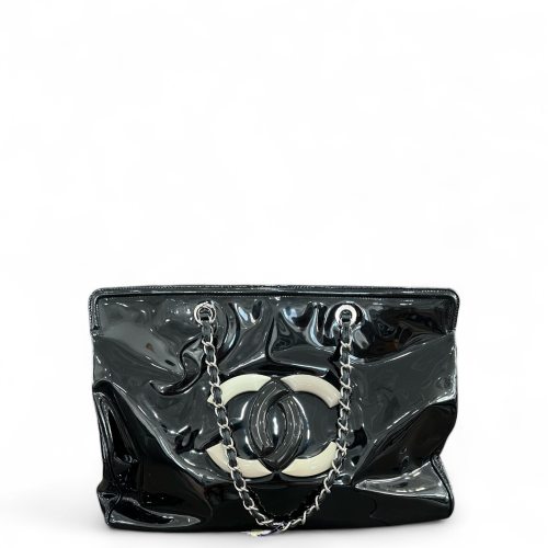 Chanel Quilted Tote Bag Patent Calfskin Black
