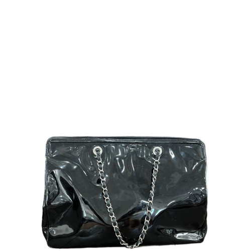 Chanel Quilted Tote Bag Patent Calfskin Black