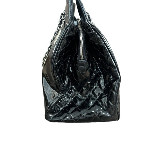 Chanel Quilted Tote Bag Patent Calfskin Black