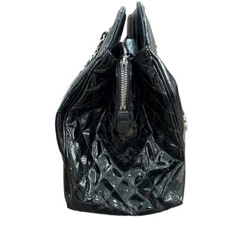 Chanel Quilted Tote Bag Patent Calfskin Black