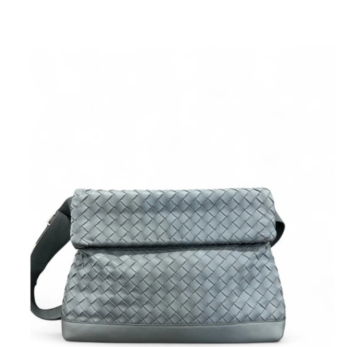 Bottega Veneta Messenger Calfskin Intrecciato Grey