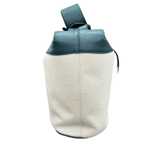 Burberry Bucket Canvas Calfskin Beige Blue
