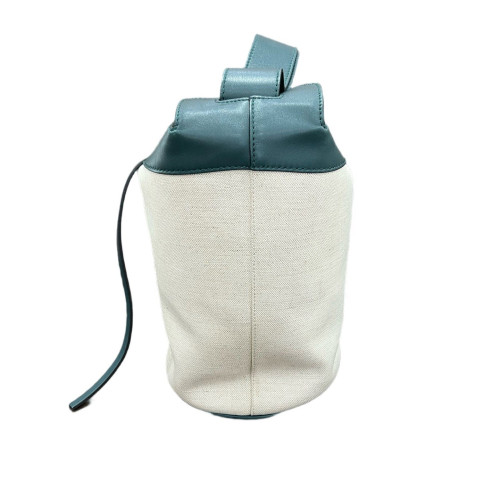 Burberry Bucket Canvas Calfskin Beige Blue