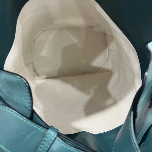 Burberry Bucket Canvas Calfskin Beige Blue