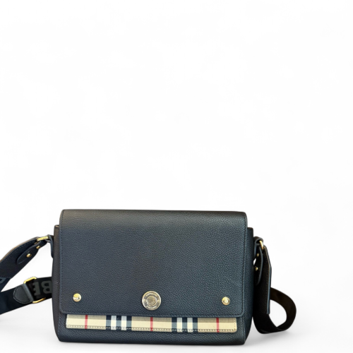 Burberry Crossbody Bag Grained Calfskin House Check Black Beige Red