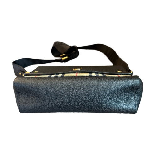Burberry Crossbody Bag Grained Calfskin House Check Black Beige Red