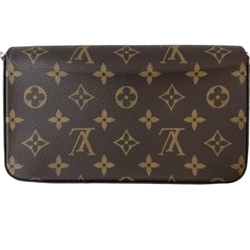 Louis Vuitton Pochette Felicie Chain Wallet Monogram Brown Burgundy