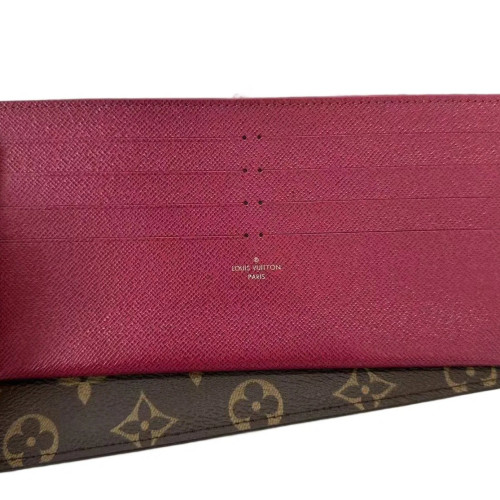 Louis Vuitton Pochette Felicie Chain Wallet Monogram Brown Burgundy