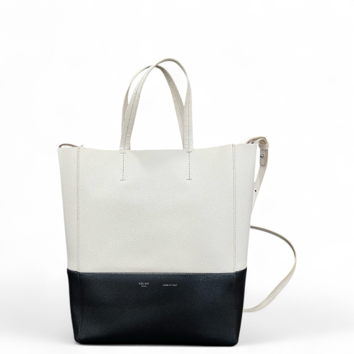 Celine Tote Bag Grained Calfskin White Black