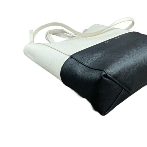 Celine Tote Bag Grained Calfskin White Black