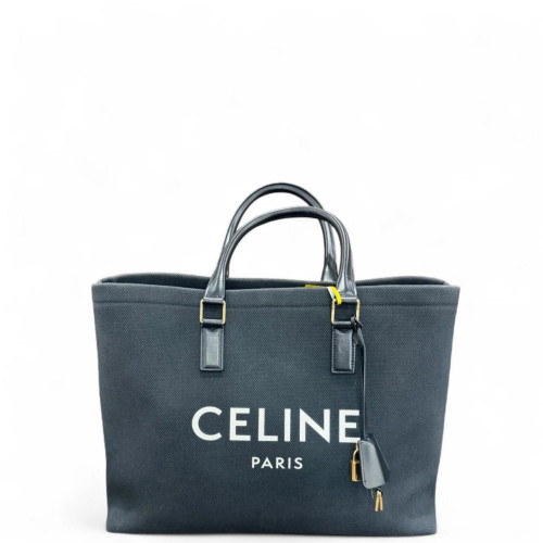 Celine Tote Bag Canvas Black White