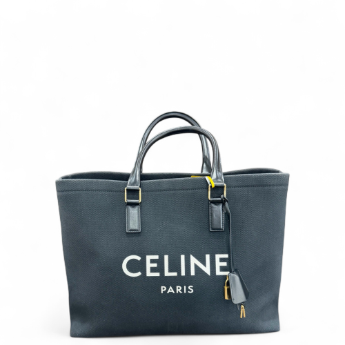 Celine Tote Bag Canvas Black White