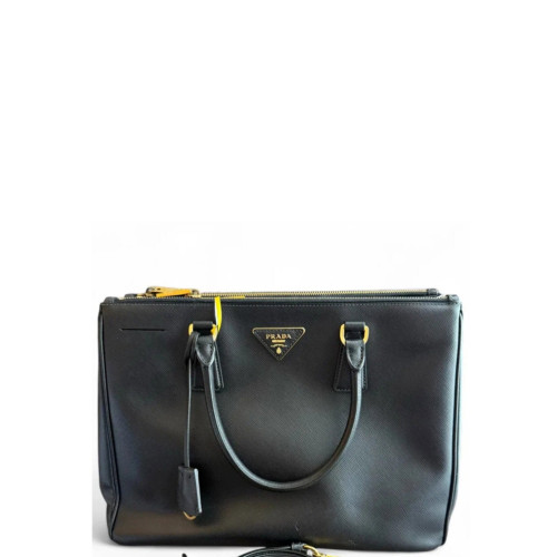 Prada Medium Galleria Double Zip Tote Saffiano Calfskin Black