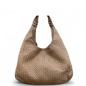 Bottega Veneta Hobo Calfskin Intrecciato Light Gold