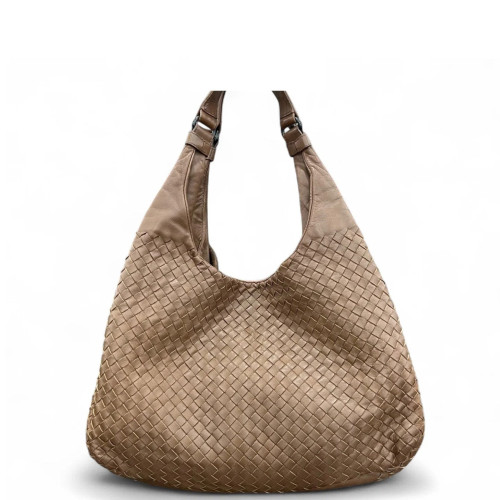 Bottega Veneta Hobo Calfskin Intrecciato Light Gold